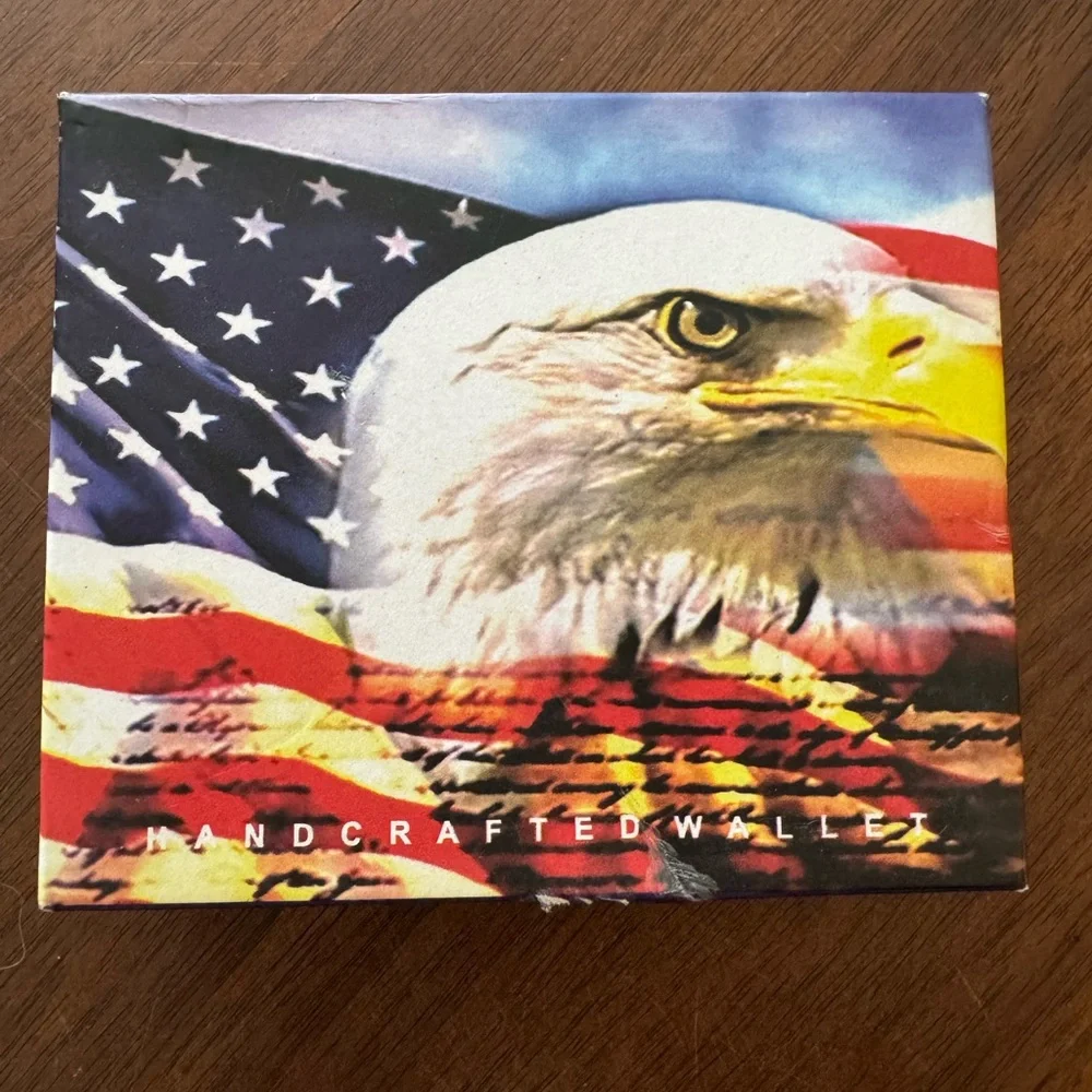 American Flag Eagle Vegan Leather Bifold Wallet NIB